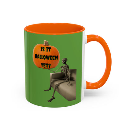Is it Halloween yet? Skeleton's Pumpkin Accent Mug by CreepyCrafts.boo