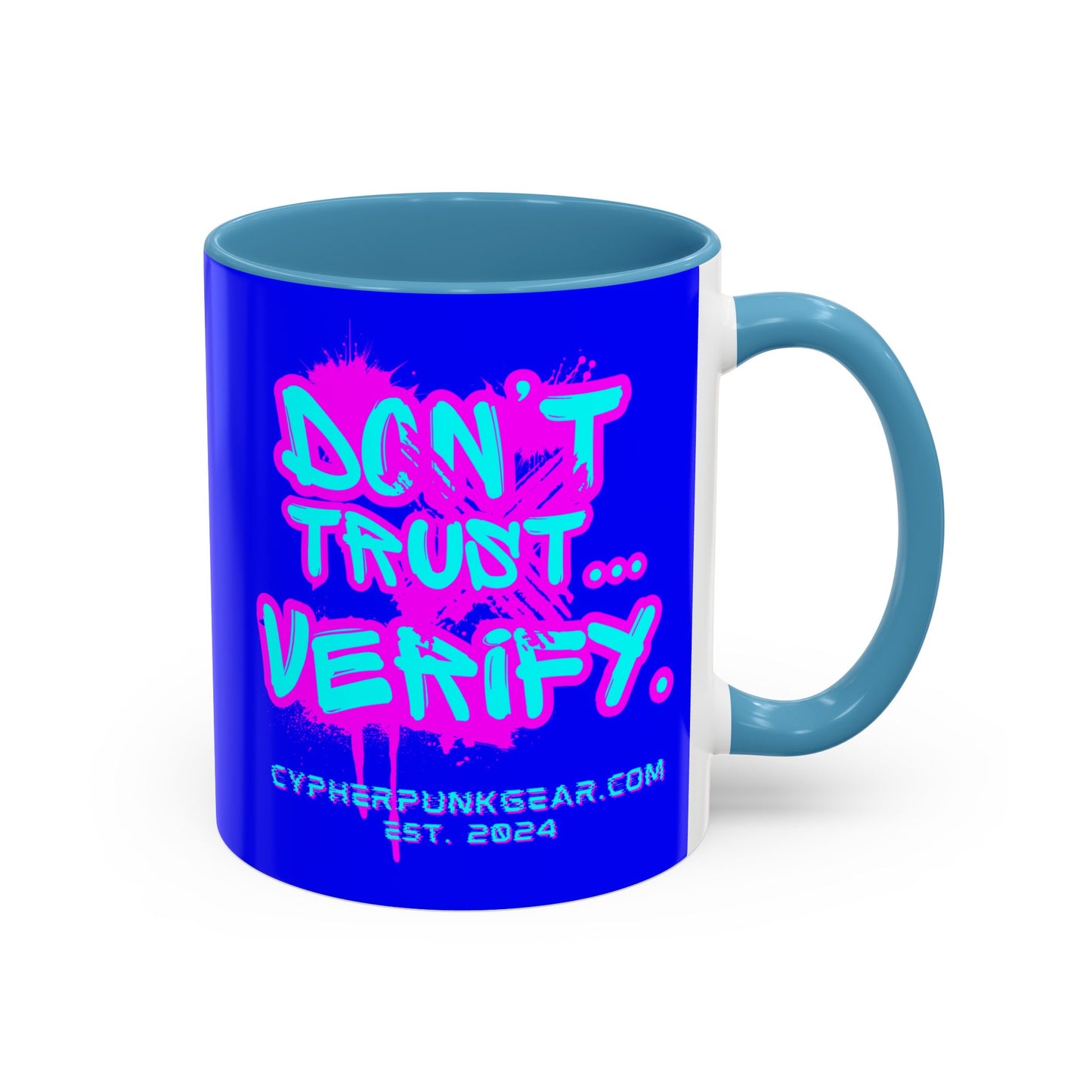 Don't Trust...Verify. Dark Blue Accent Mug by cypherpunkgear.com