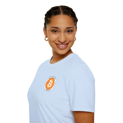 2-sided Bitcoin (BTC) Decentralized Freedom LTcolors Unisex T-Shirt by cypherpunkgear