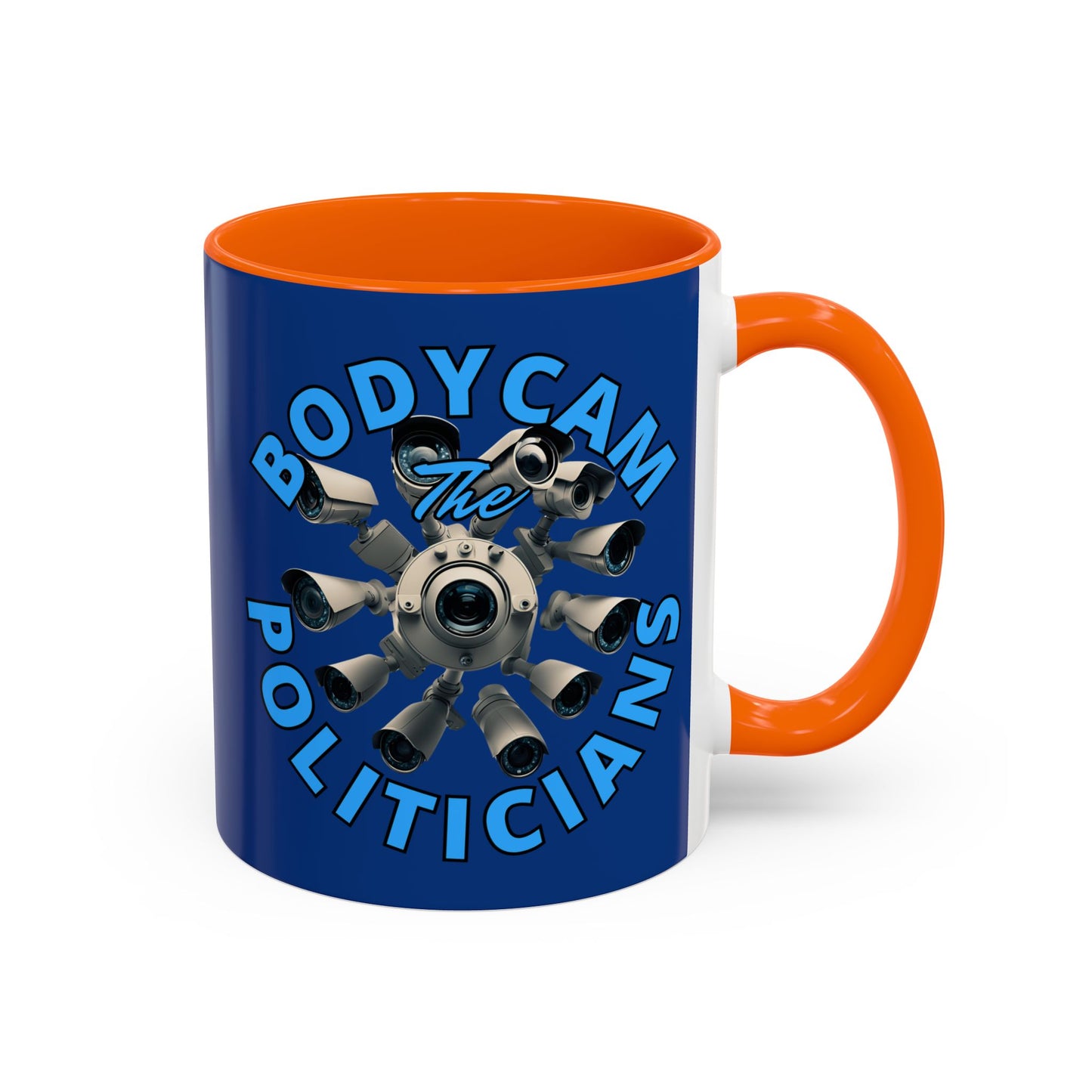 Bodycam the Politicians Cameras Blue Accent Mug by cypherpunkgear.com