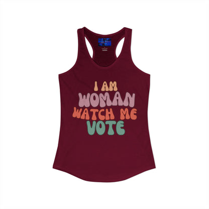 I Am Woman Watch Me Vote Women's Racerback Tank Top by cypherpunkgear.com