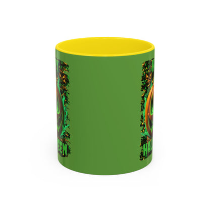 Happy Halloween Green Jack Green Accent Mug by CreepyCrafts.boo