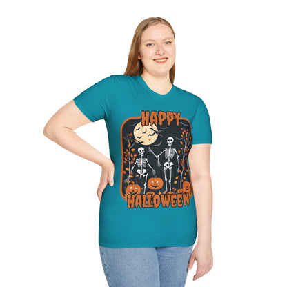 Spooktacular Skeletons of Halloween Dark colors Unisex T-shirt by CreepyCrafts.boo