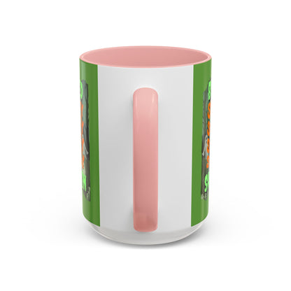 Spooky Blessed Samhain Ghost Green font Accent Mug by CreepyCrafts.boo