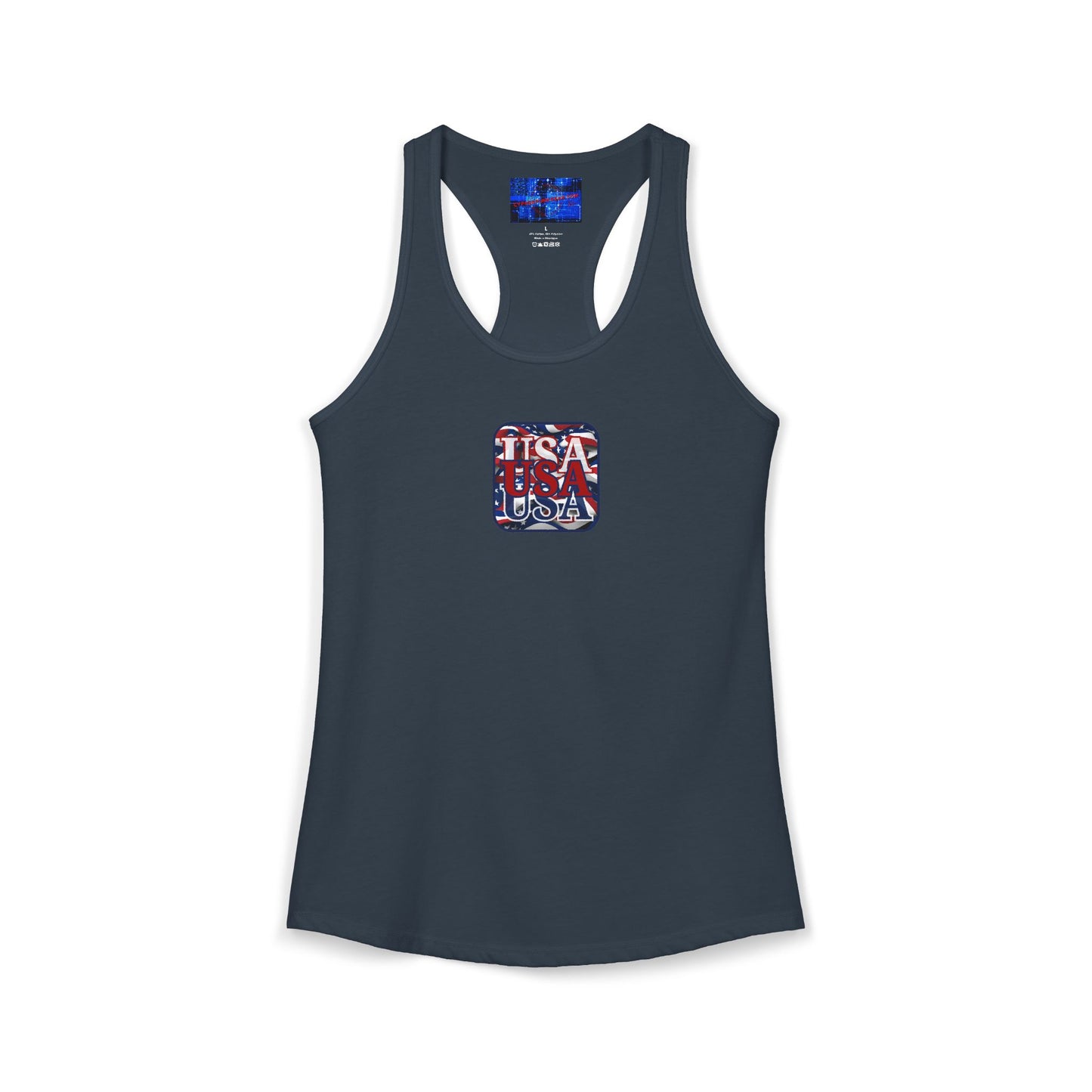 2-sided RED White and Blue USA Patriot Women's Racerback Tank Top by cypherpunkgear.com