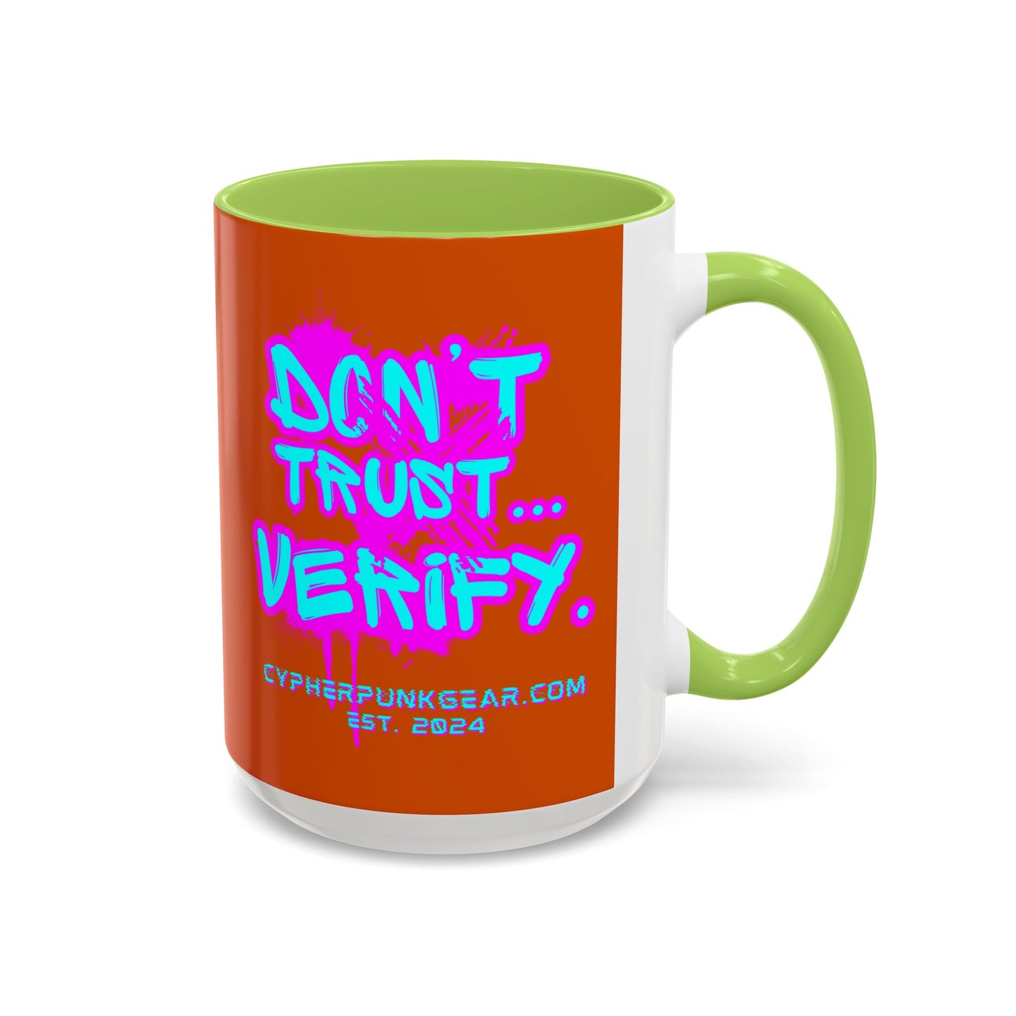 Don't Trust...Verify. Orange Accent Mug by cypherpunkgear.com