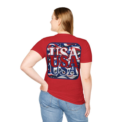 2-sided RED White and Blue USA Patriot LTcolors Unisex T-Shirt by cypherpunkgear