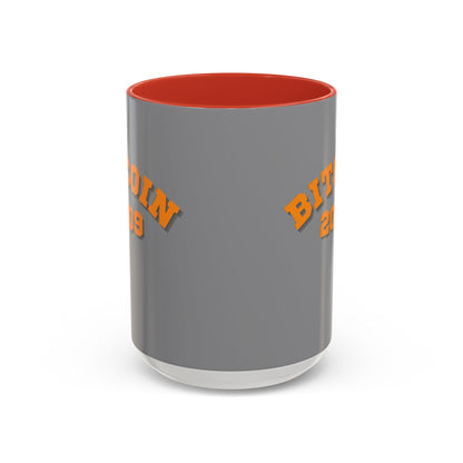 Bitcoin 2009 Grey Accent Mug by cypherpunkgear.com