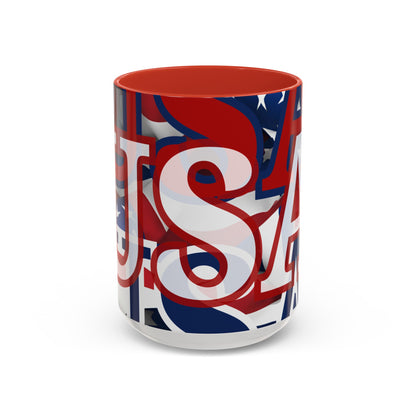 USA! USA! USA WHfont Patriot Accent Mug by cypherpunkgear