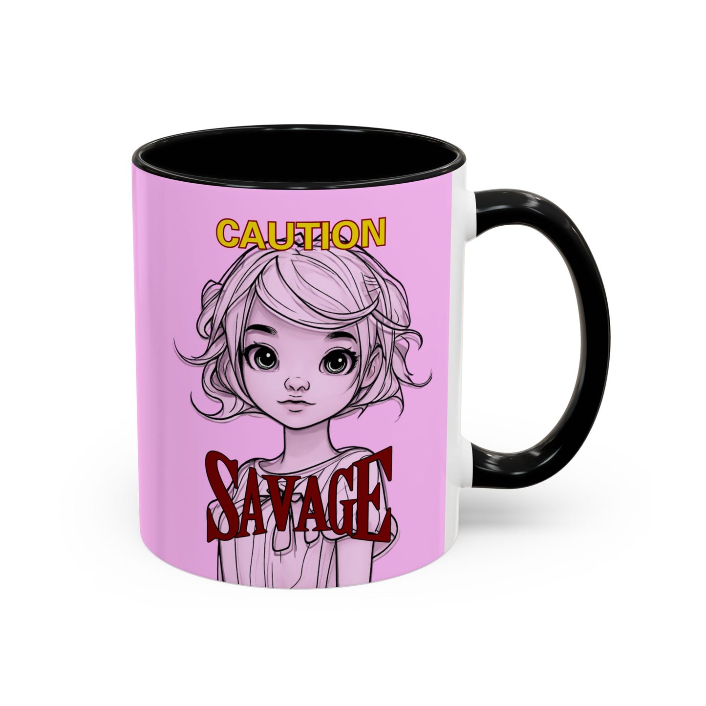 Caution, Savage Pink Accent Mug by cypherpunkgear.com