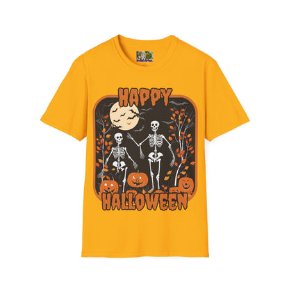Spooktacular Skeletons of Halloween Light colors Unisex T-shirt by CreepyCrafts.boo