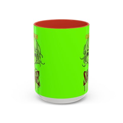 Caution, Savage Light Green Accent Mug by cypherpunkgear.com