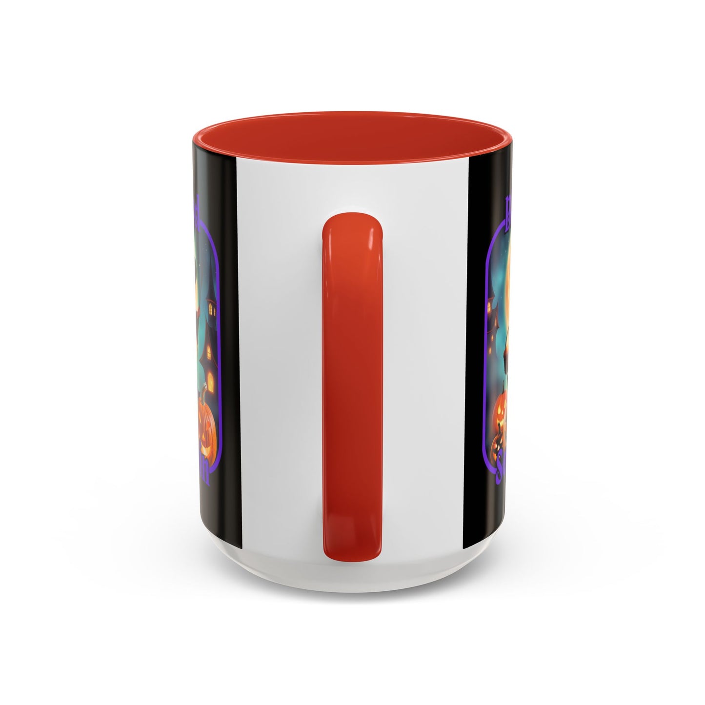 Blessed Samhain Little Witch Purple font Black Accent Mug by CreepyCrafts.boo