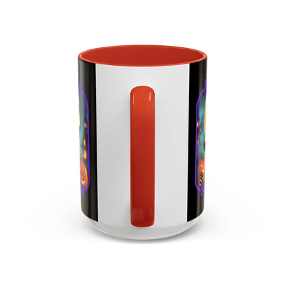 Blessed Samhain Little Witch Purple font Black Accent Mug by CreepyCrafts.boo