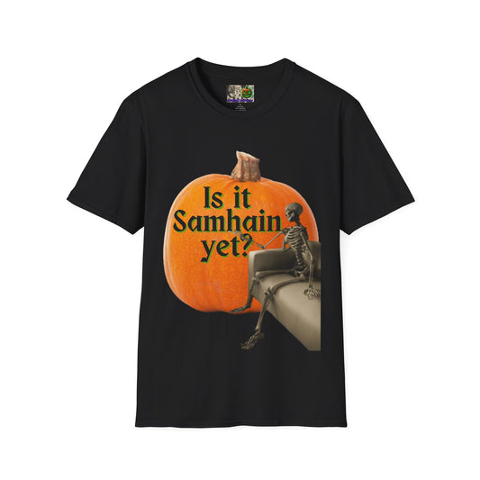 Is It Samhain Yet? Skeleton's Giant Pumpkin Dark colors Unisex T-Shirt by CreepyCrafts.boo