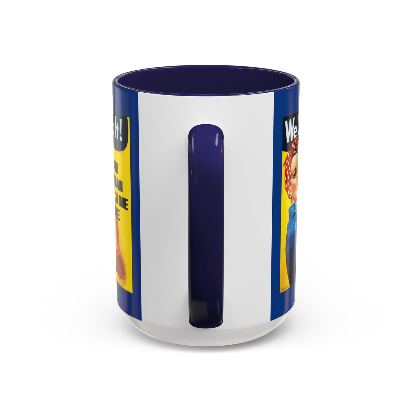 I Am Woman Watch Me Vote Rosie Dark Blue Accent Mug by cypherpunkgear.com