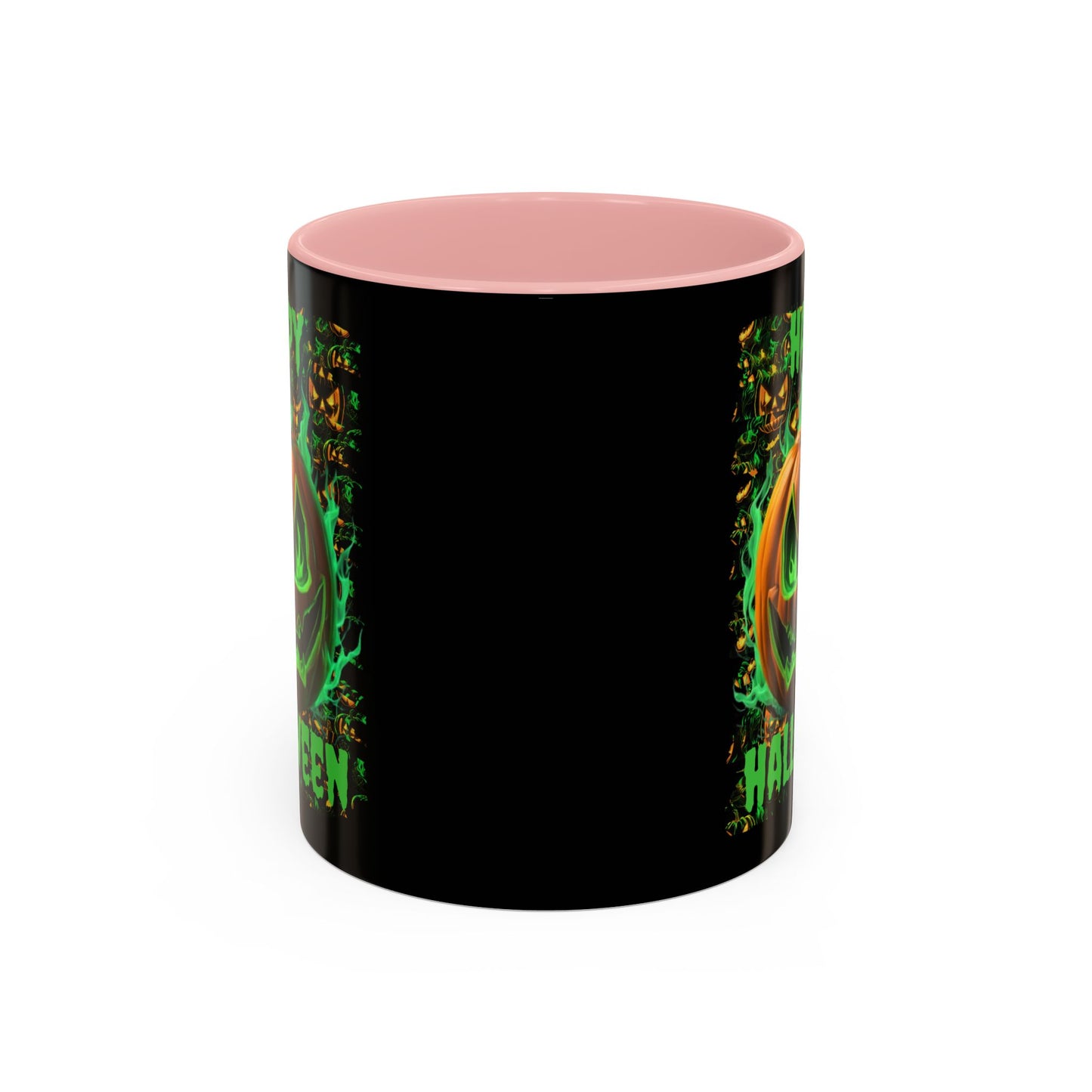 Happy Halloween Green Jack Black Accent Mug by CreepyCrafts.boo