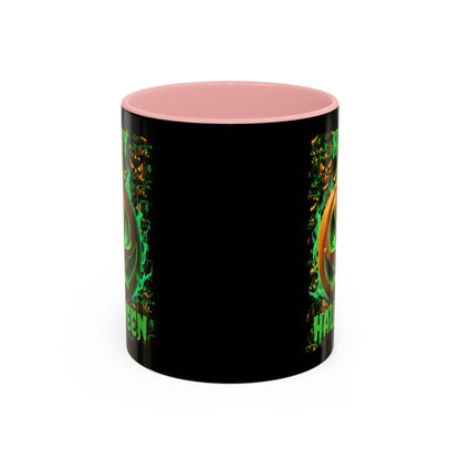 Happy Halloween Green Jack Black Accent Mug by CreepyCrafts.boo