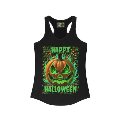 Happy Halloween Green Jack Women's Racerback Tank Top by CreepyCrafts.boo