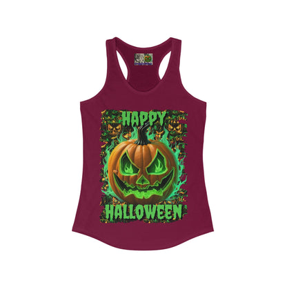 Happy Halloween Green Jack Women's Racerback Tank Top by CreepyCrafts.boo