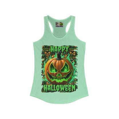 Happy Halloween Green Jack Women's Racerback Tank Top by CreepyCrafts.boo