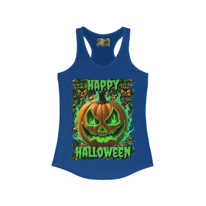Happy Halloween Green Jack Women's Racerback Tank Top by CreepyCrafts.boo