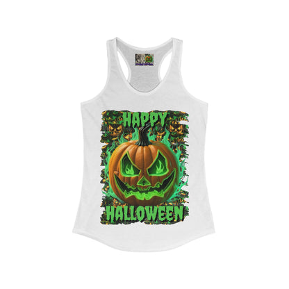 Happy Halloween Green Jack Women's Racerback Tank Top by CreepyCrafts.boo