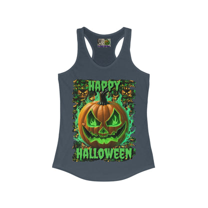 Happy Halloween Green Jack Women's Racerback Tank Top by CreepyCrafts.boo