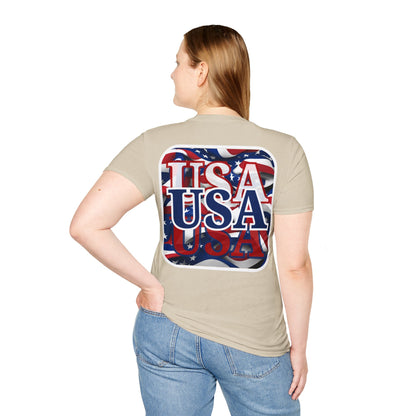 2-sided Red White and BLUE USA Patriot LTcolors Unisex T-Shirt by cypherpunkgear