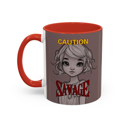 Caution, Savage Grey Accent Mug by cypherpunkgear.com