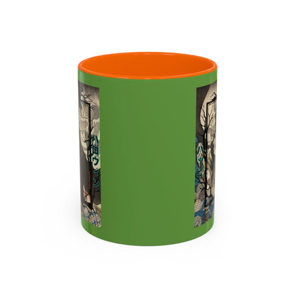 Yōkai Happy Halloween Green Accent Mug by CreepyCrafts.boo