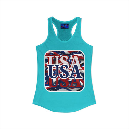 Red White and BLUE USA Patriot Women's Racerback Tank Top by cypherpunkgear.com