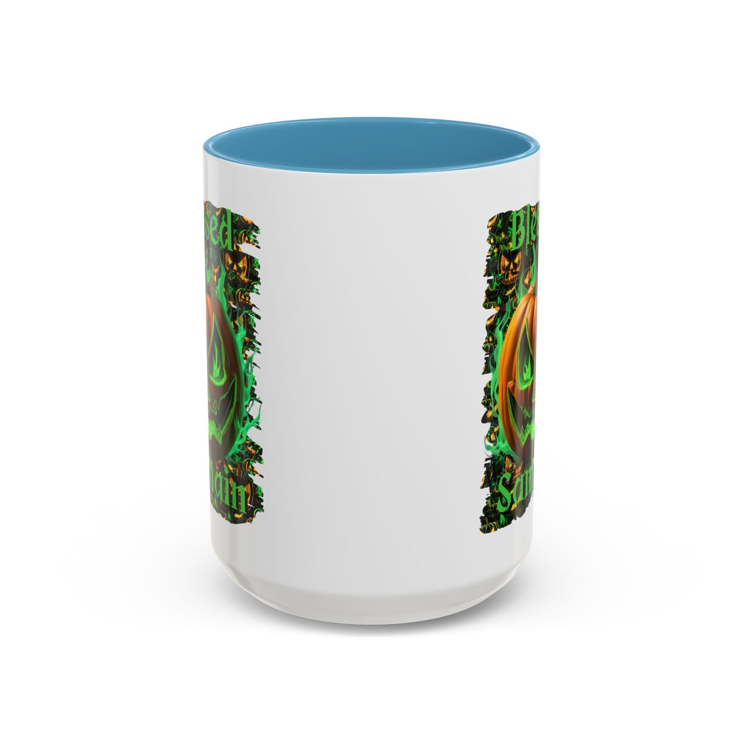 Blessed Samhain Green Jack White Accent Mug by CreepyCrafts.boo