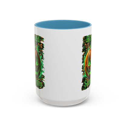 Blessed Samhain Green Jack White Accent Mug by CreepyCrafts.boo