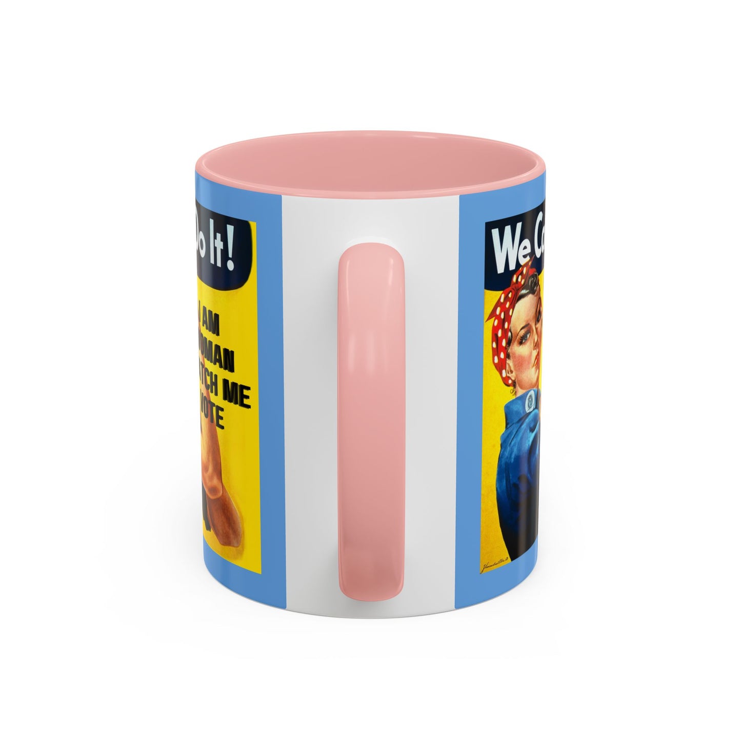 I Am Woman Watch Me Vote Rosie Light Blue Accent Mug by cypherpunkgear.com