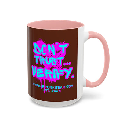 Don't Trust...Verify. Brown Accent Mug by cypherpunkgear.com