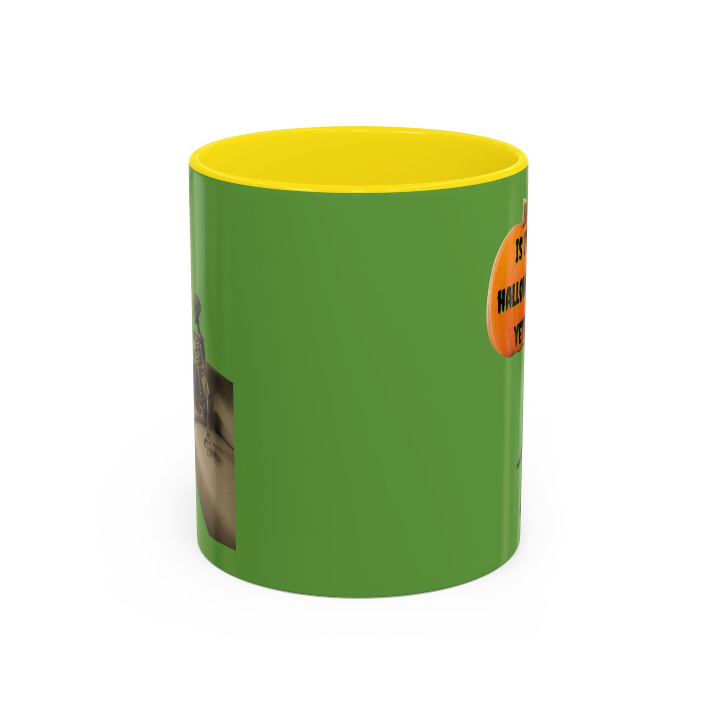 Is it Halloween yet? Skeleton's Pumpkin Accent Mug by CreepyCrafts.boo