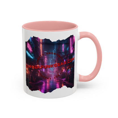 2-sided, cypherpunkgear.com Logo & Cityscape Accent Mug by cypherpunkgear.com