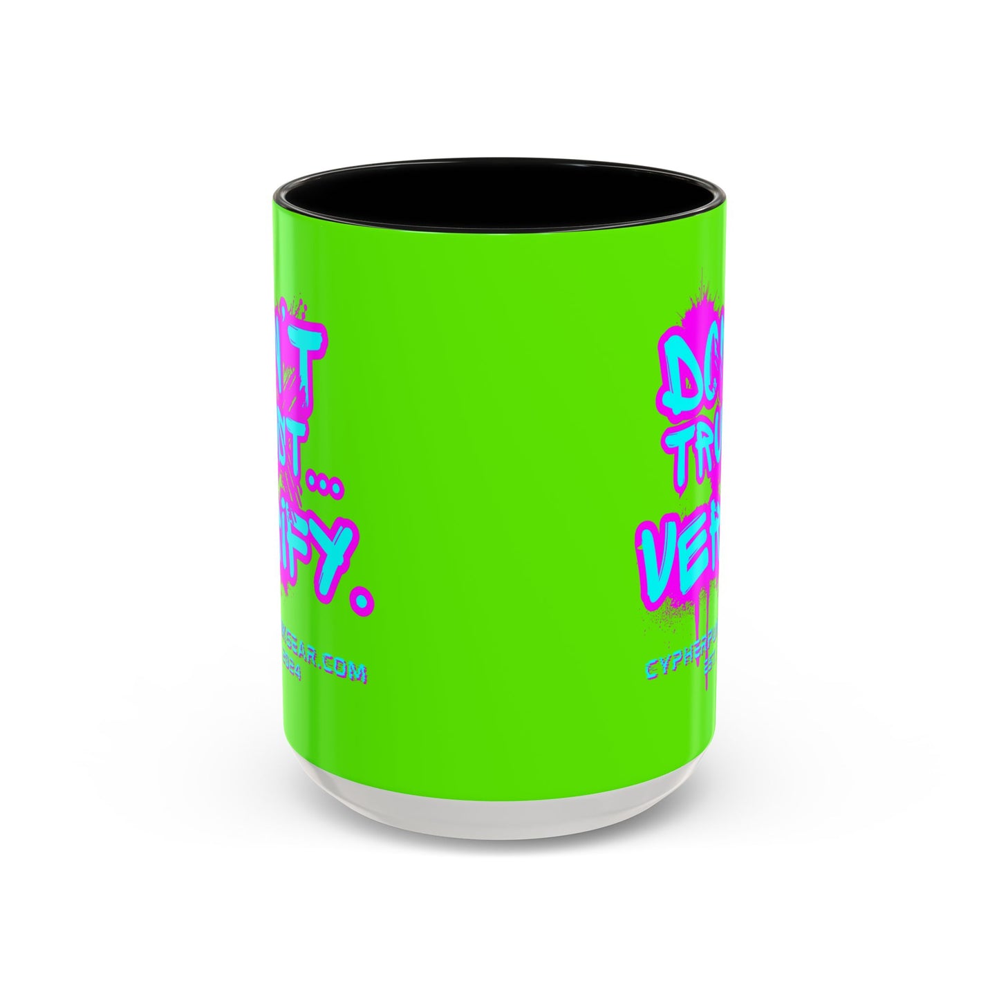 Don't Trust...Verify. Green Accent Mug by cypherpunkgear.com