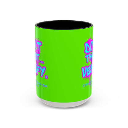 Don't Trust...Verify. Green Accent Mug by cypherpunkgear.com