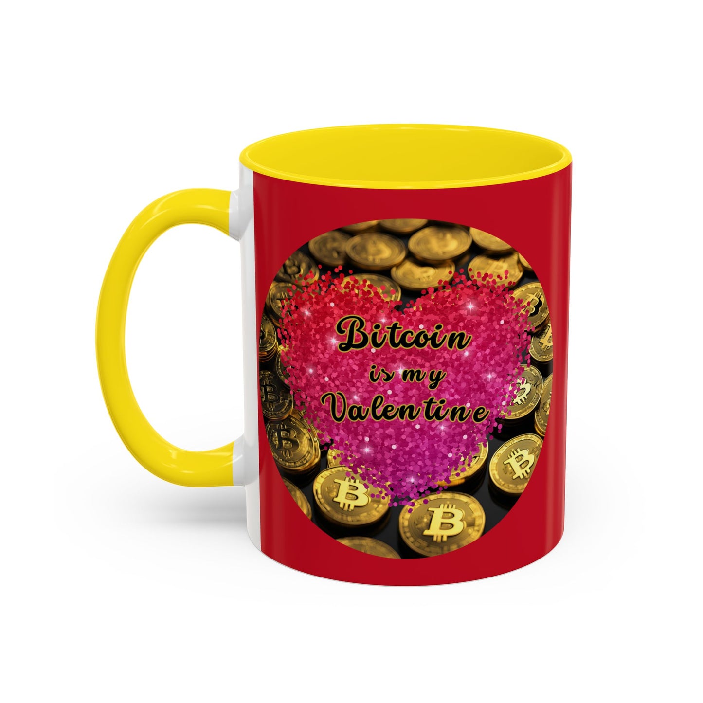 Bitcoin is My Valentine Red Accent Mug by cypherpunkgear.com