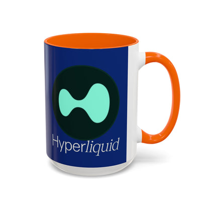 Hyperliquid White font Blue Accent Mug by cypherpunkgear.com