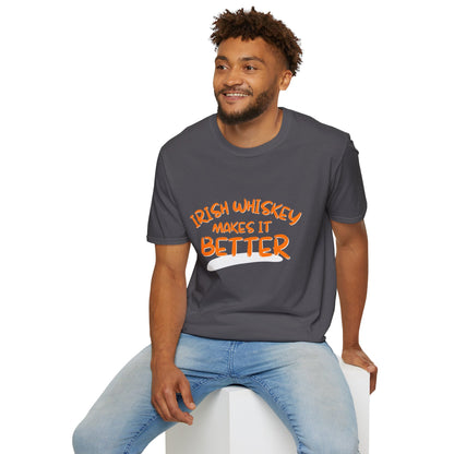 Irish Whiskey makes it better OGfont DKcolors Unisex T-Shirt by cypherpunkgear.com