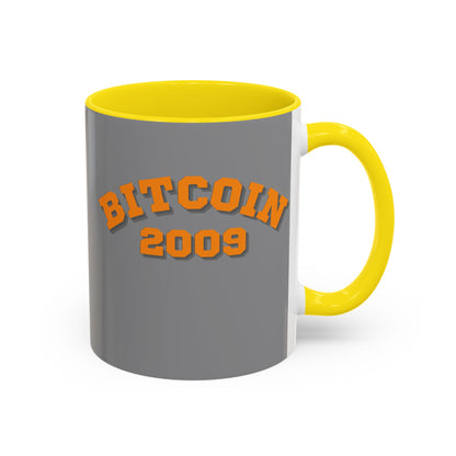 Bitcoin 2009 Grey Accent Mug by cypherpunkgear.com