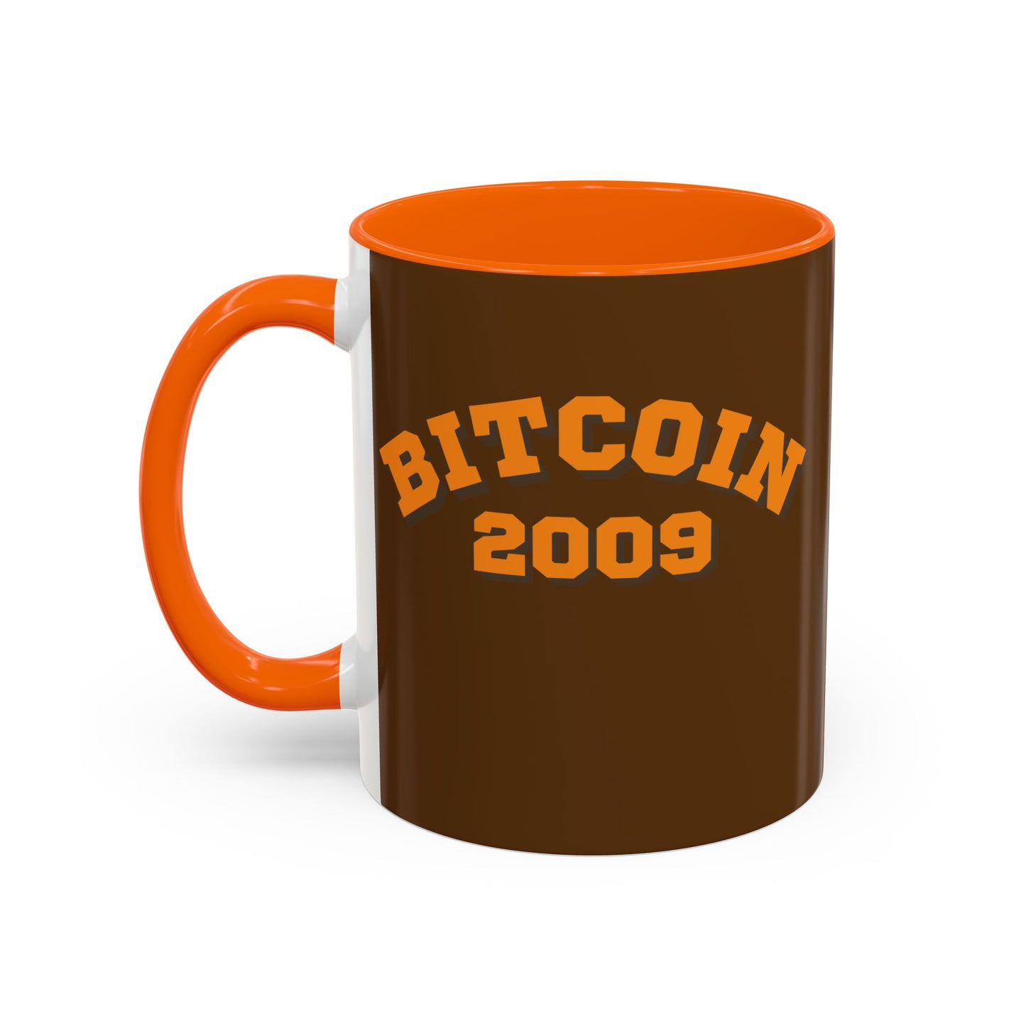 Bitcoin 2009 Brown Accent Mug by cypherpunkgear.com
