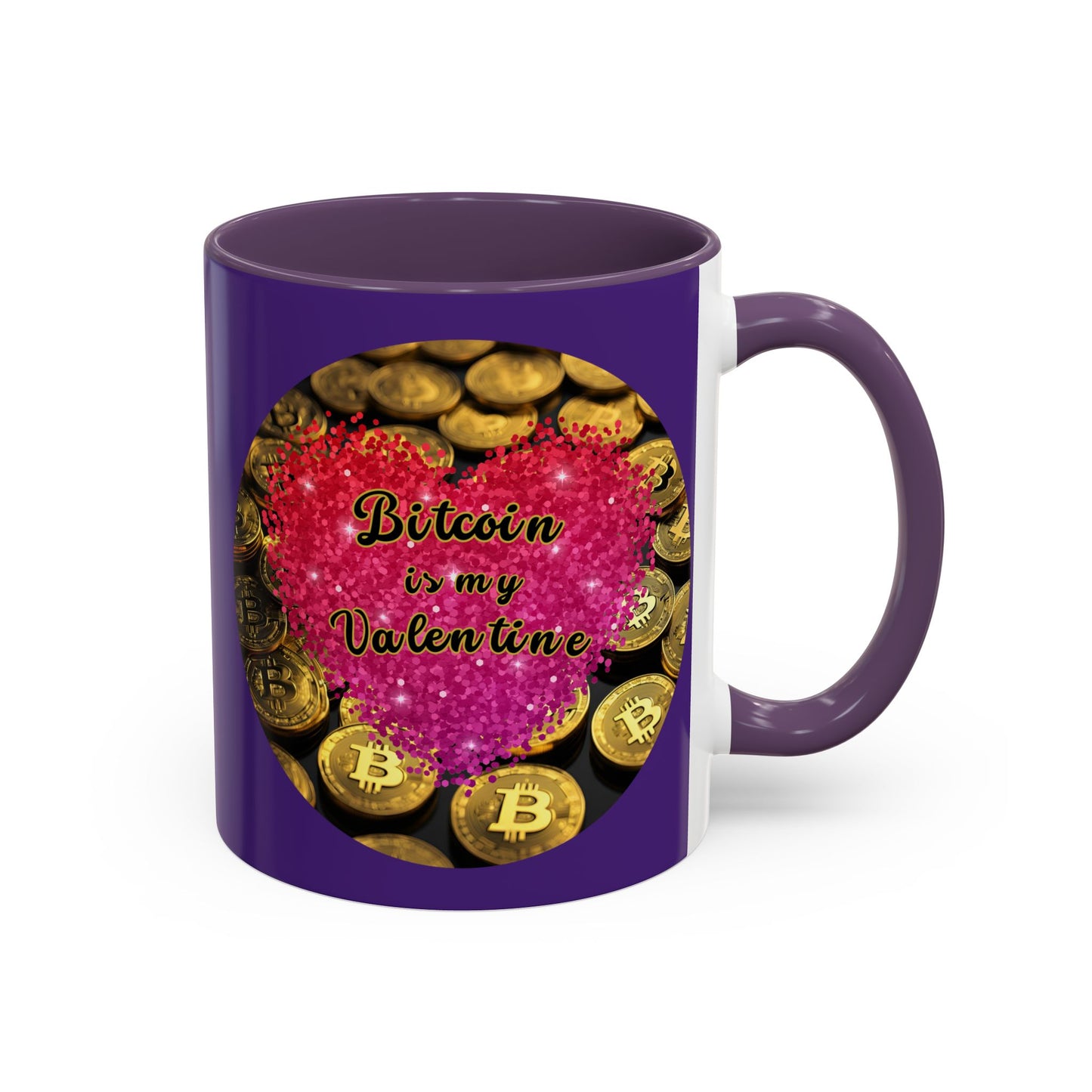 Bitcoin is My Valentine Purple Accent Mug by cypherpunkgear.com