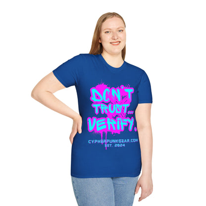 Don't Trust...Verify. Dark colors Unisex T-Shirt by cypherpunkgear.com