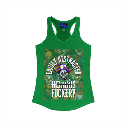 Easily Distracted by Heinous Fuckery Little Jinx Women's Racerback Tank Top by cypherpunkgear.com