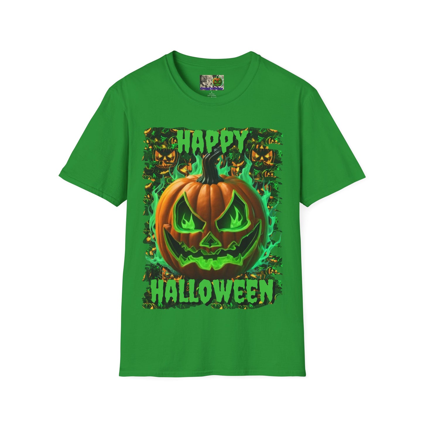 Happy Halloween Green Jack Dark colors Unisex T-Shirt by CreepyCrafts.boo