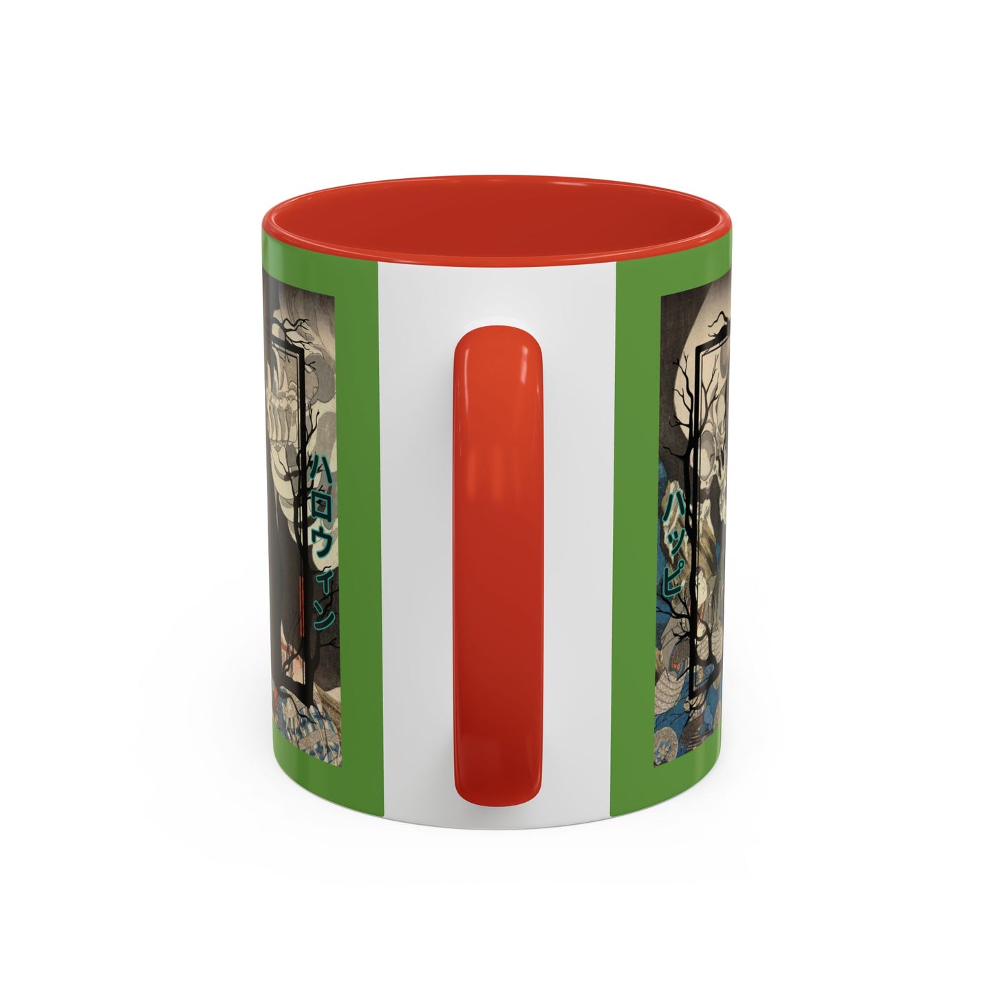 Yōkai Happy Halloween Green Accent Mug by CreepyCrafts.boo